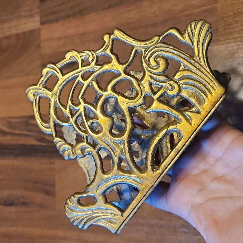 Vintage Brass Art Nouveau Style Napkin Holder - Picture 9 of 13